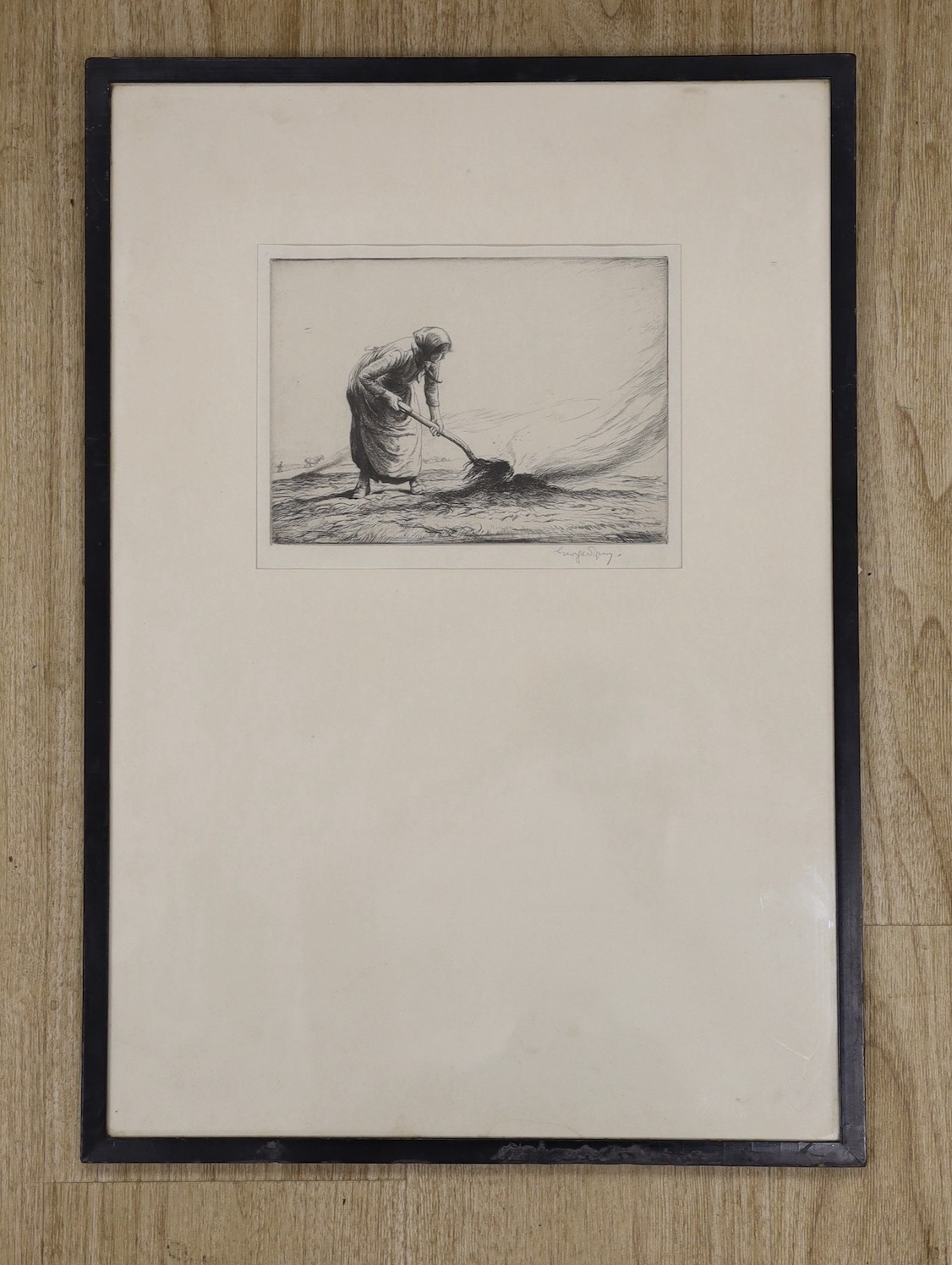 George Soper (1870-1942), etching, Woman harvester, signed in pencil, 14 x 20cm